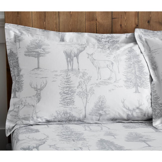 Stag Toile Oxford Pillowcase Pair - Grey