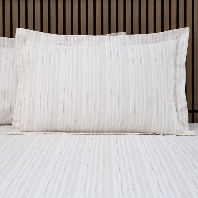 Olivia Linear Oxford Pillowcase Pair - Natural