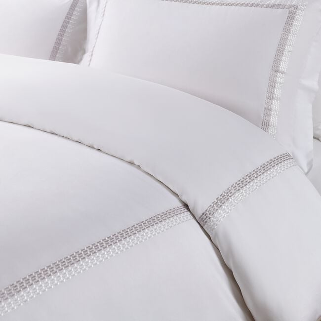 SINGLE DUVET COVER Laragh Border Stripe Silver 300TC