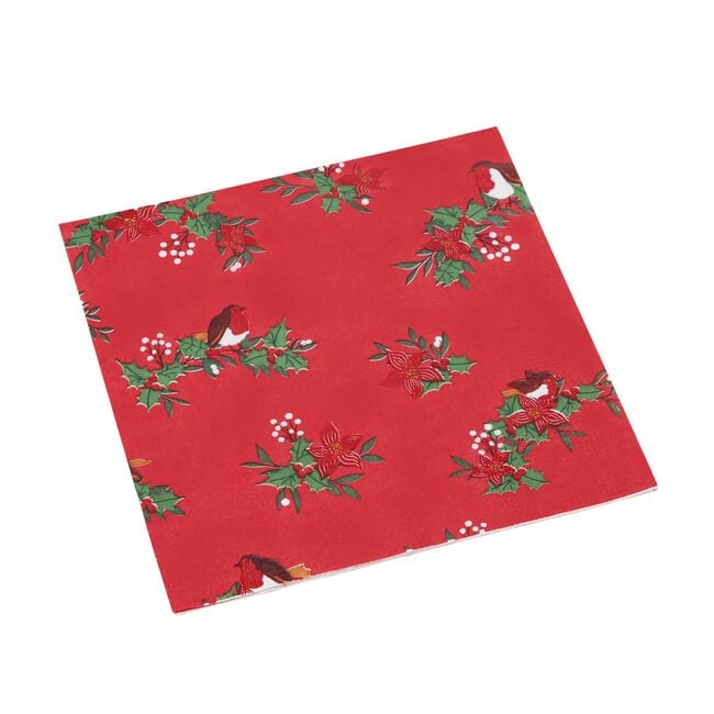Robin and Poinsettia Napkins - 20 Pack