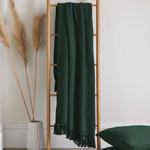 DRIFT HOME HAYDEN 100% RECYCLED COTTON GREEN 200x200cm Throw