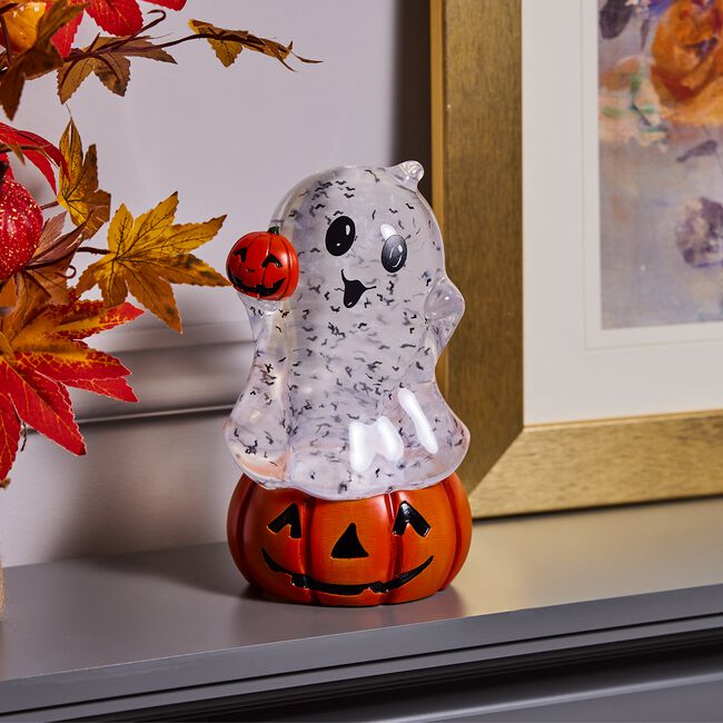 Swirling Glitter Ghost on Pumpkin