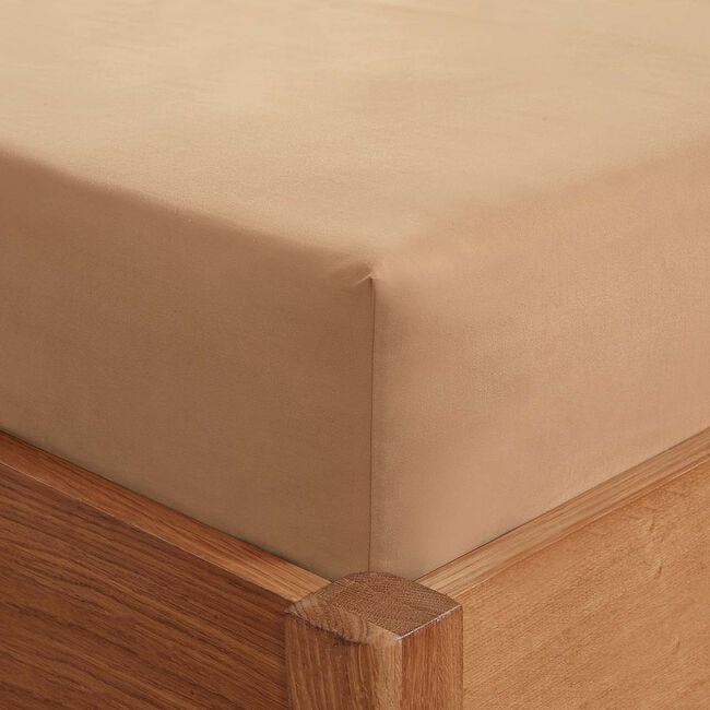 DOUBLE FITTED SHEET Brushed Cotton Twill Sand