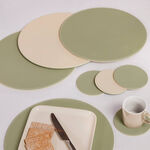 Reversible Round Coasters 4 Pack - Green & Cream