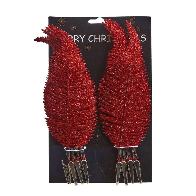 Red Feathers Tree Decoration 8 Pack