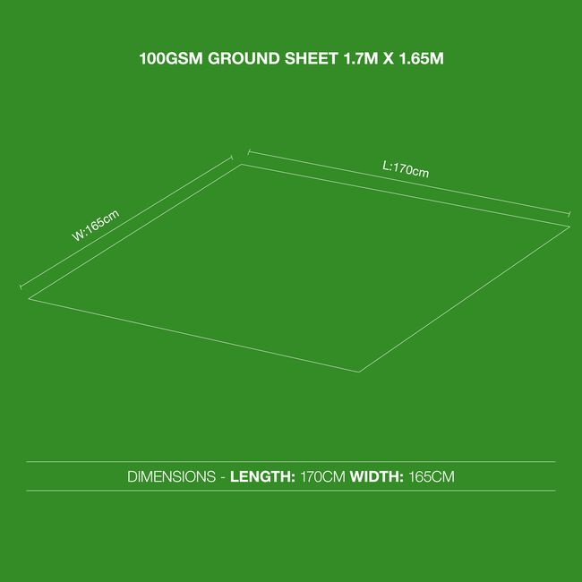 100GSM Ground Sheet Tarp 1.7m x 1.65m