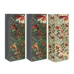 3 Christmas Bottle Bags - Green Robin