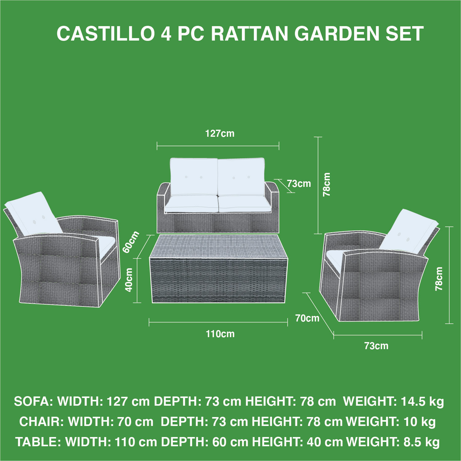 Castillo 4 Piece Rattan Garden Set - Home Store + More (1500 x 1500 Pixel)