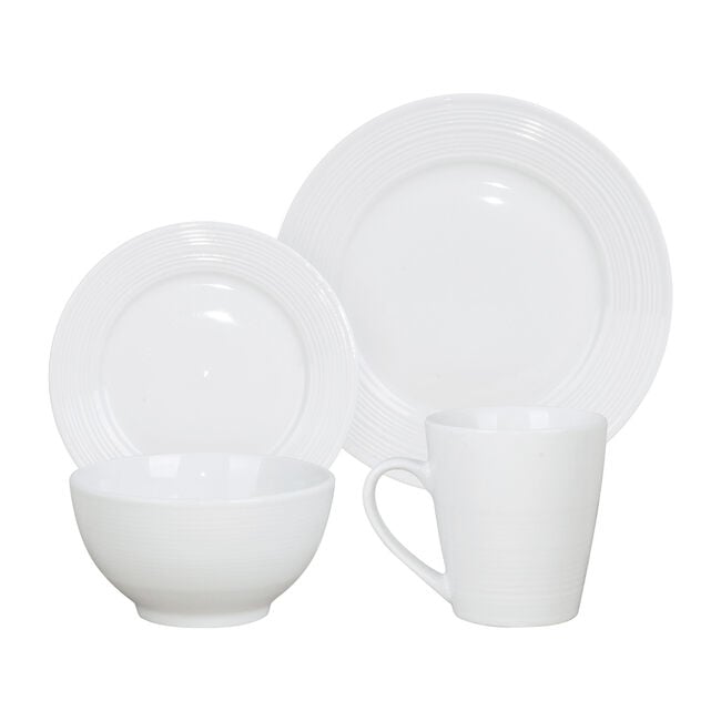 Abney & Croft Embossed Linear 16 Piece Dinner Set