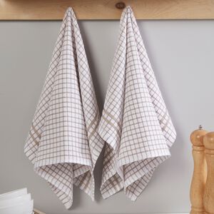 Mono Check Tea Towels 2 Pack - Natural