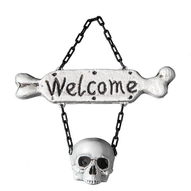 Skull And Bone Hanging Welcome Sign