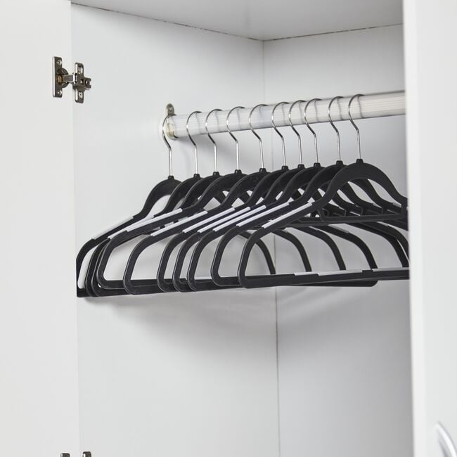 Skinny 10 Pack  Black Hangers with Anti Slip