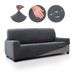 REGAL MILLS EASYSTRETCH VELVET DARK GREY  4 Seater Sofa Cover