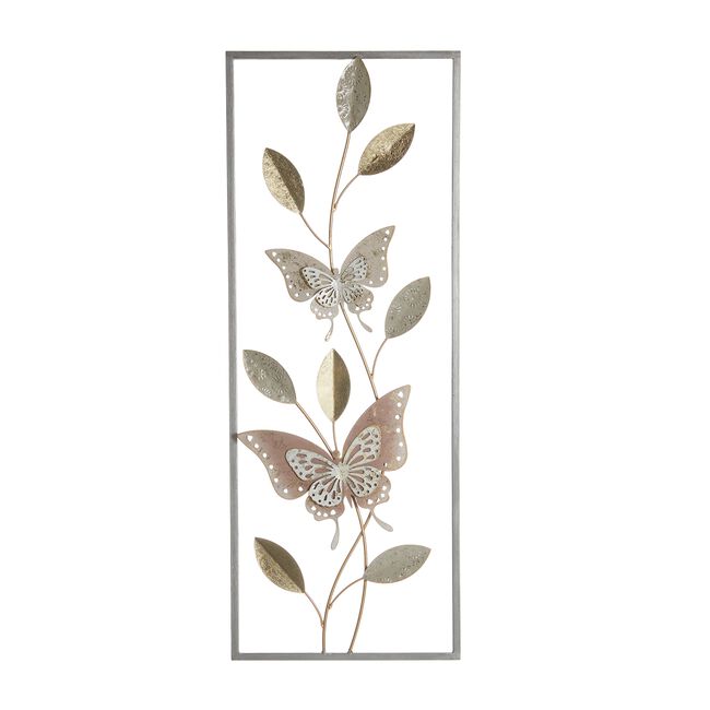 Pink & Gold Floral Metal Wall Art 28.6cm X 74.3cm