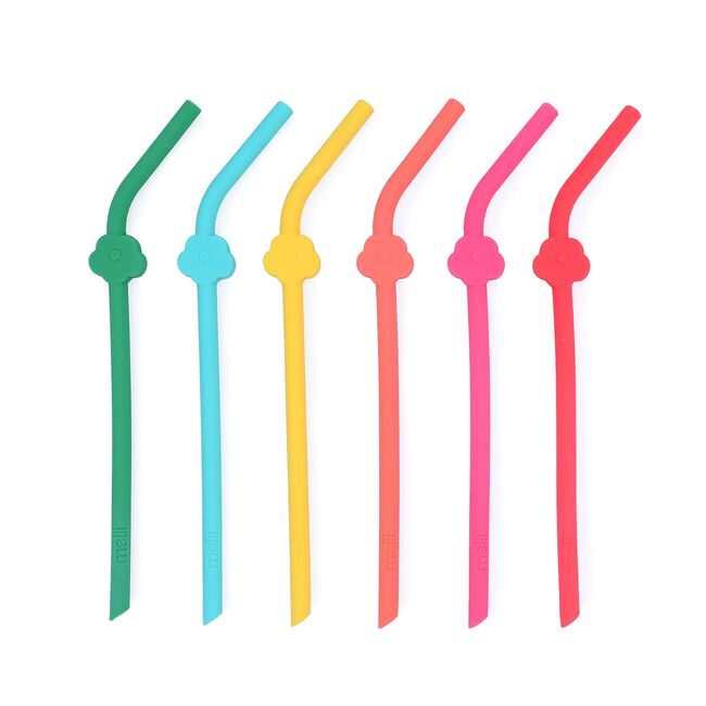 Melii 6 Silicone Straws with Cleaning Brush