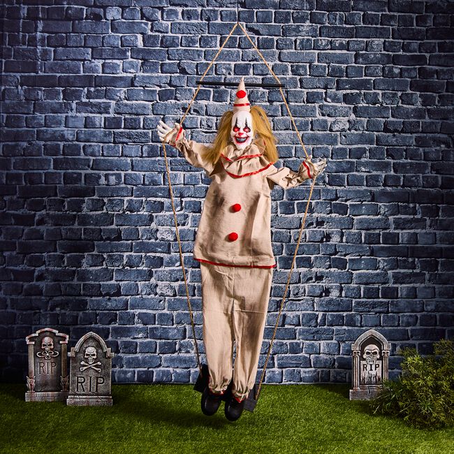 Hanging Animated Clown on Swing 