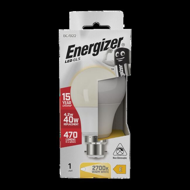 Energizer GLS B22 LED Bulb Opal 5.6W (EQ40W)