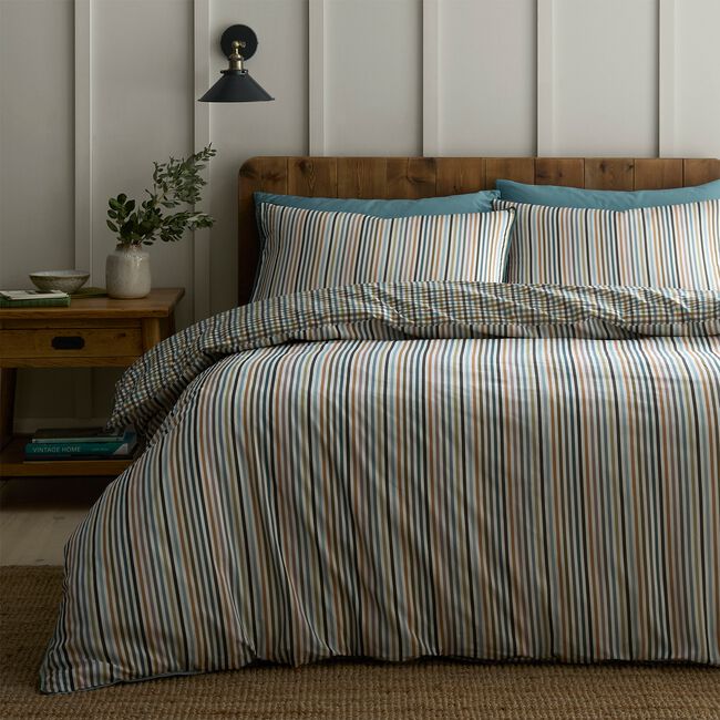 DOUBLE DUVET COVER Appletree Micro Check Olive/Natural
