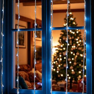 240 White LED Waterfall Curtain Christmas Lights