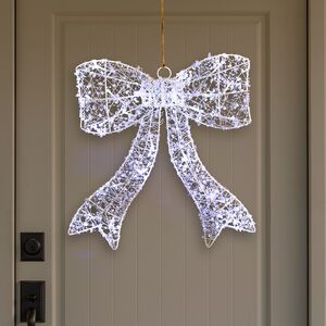 Crystal Bead Christmas Bow with Twinkling Lights