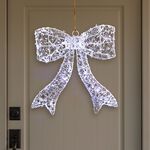 Crystal Bead Christmas Bow with Twinkling Lights