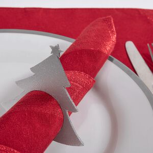 Christmas Tree Napkin Ring 6 Pack - Silver