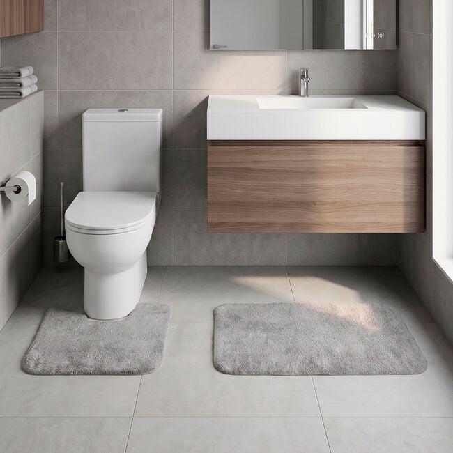 2 Piece Cotton Plain Dye Dove Grey Bathroom Set