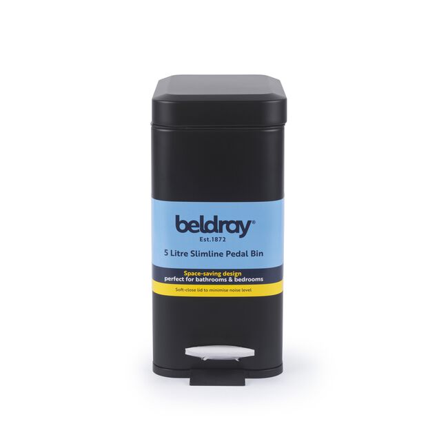 BELDRAY 5 LITRE BLACK SOFT-Close Pedal Bin