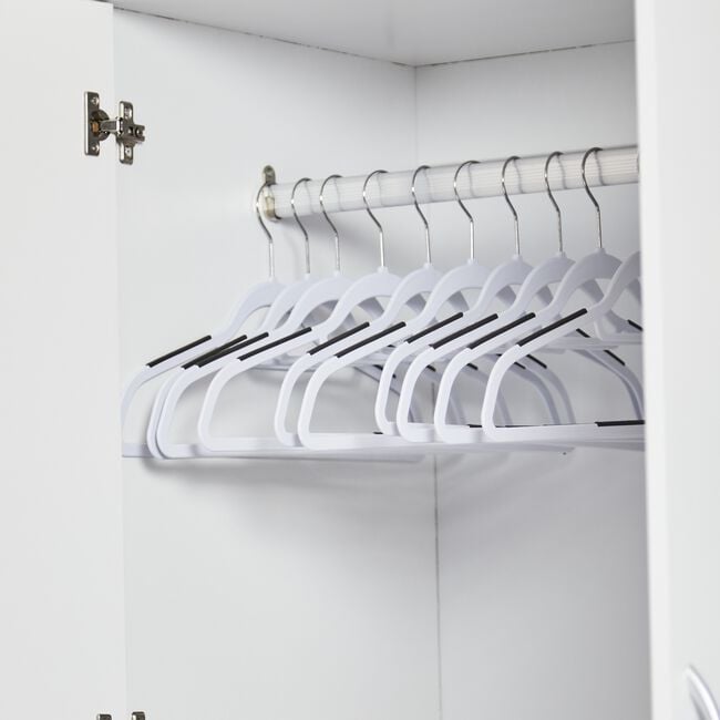 White Hangers with Anti Slip 10 Pack