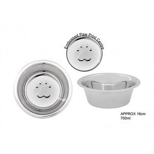 Stainless Steel Embossed Pet Bowl 700ml