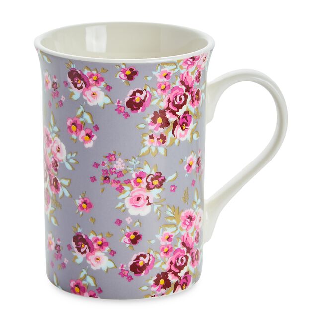 Abney & Croft New Bone Floral Mug - Grey