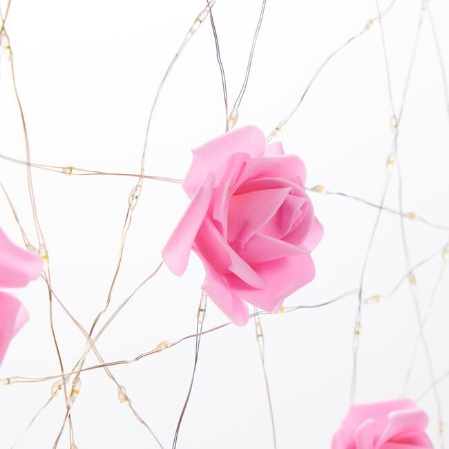 Light Up Pink Roses Wall Decoration