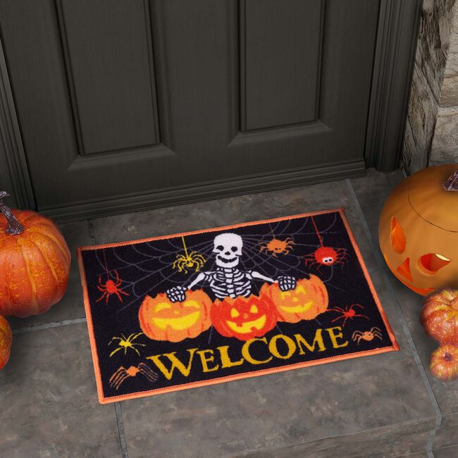 Skeleton & Pumpkin Doormat 40cm x 60cm
