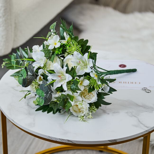 Blush & Bloom White Rose And Lily Floral Bouquet