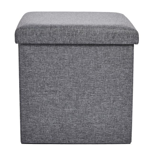 SMALL FOLDING GREY STORAGE Ottoman