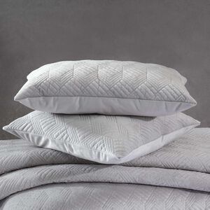 Quilted Hotel Velvet Cushion 30cm x 50cm - Grey