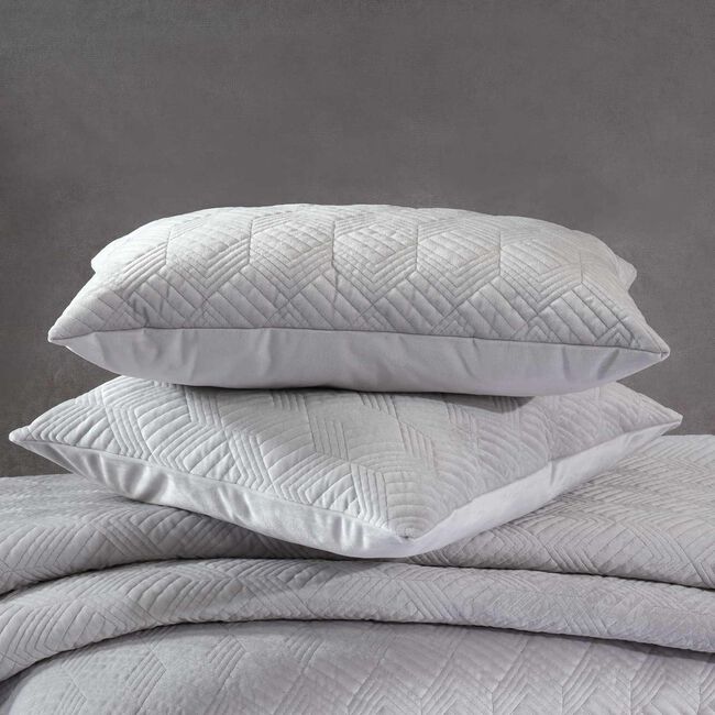 Quilted Hotel Velvet Cushion 30cm x 50cm - Grey