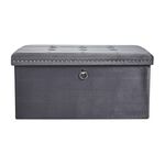 Velvet Foldable Large Charcoal Ottoman
