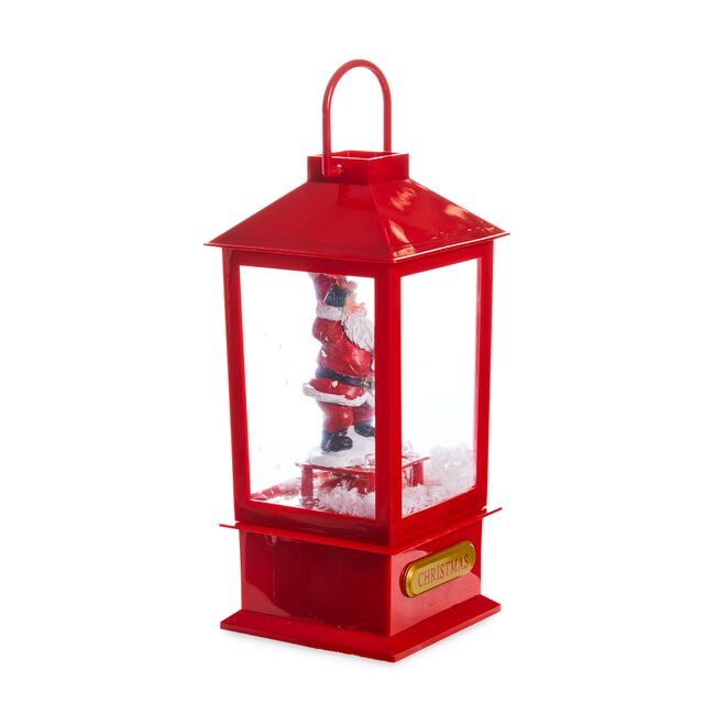 Mini Snowing Santa Lantern 19cm