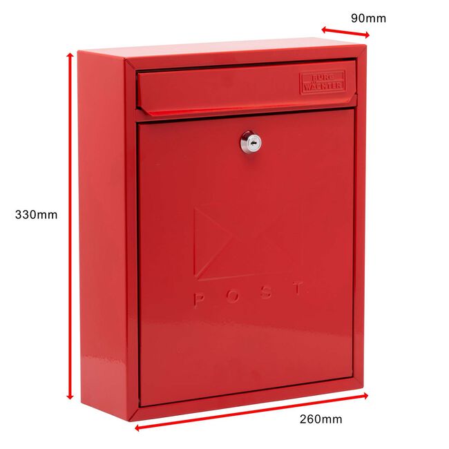 Steel Letterbox Compact Pillarbox Red