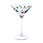The Jolly Sleigh Holly Leaves Berry Martini Glass