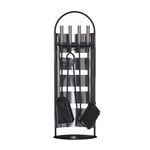 Silver Flame Fireplace Set 