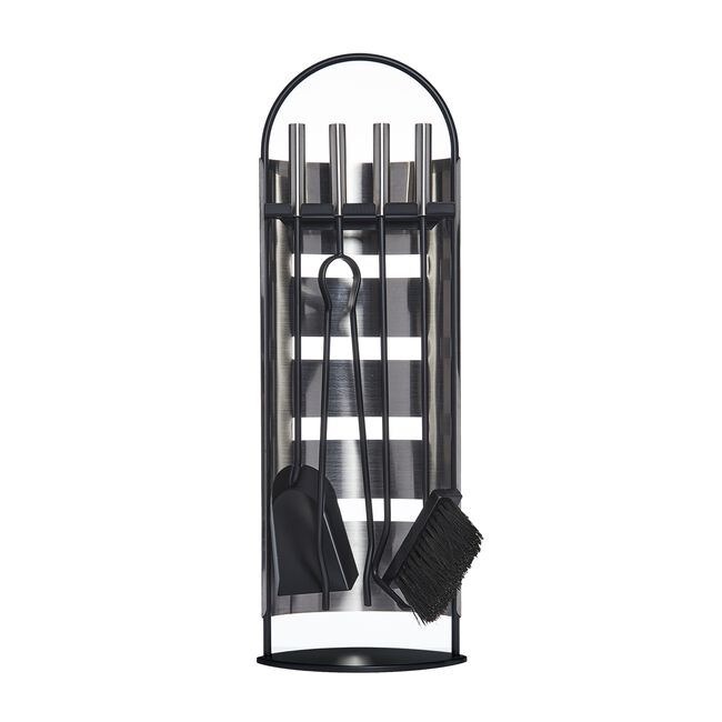 Silver Flame Fireplace Set 