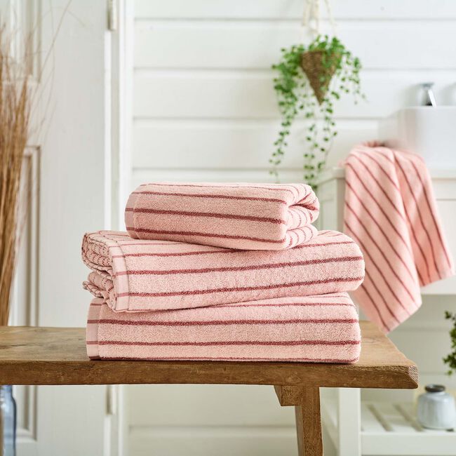 Deyongs Malmo Stripe Hand Towel Pink/Rose