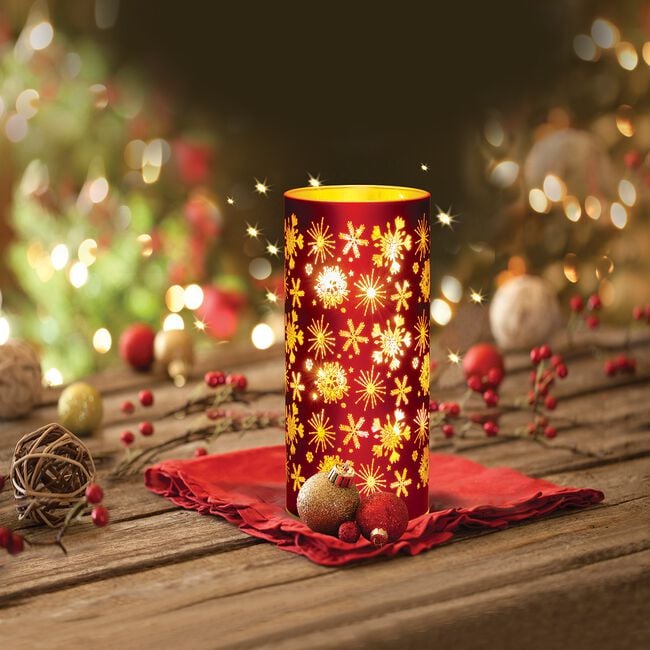 Cashel Living LED Snowflake Red Large Cylinder