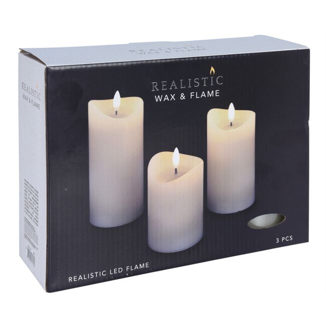 LED Pillar Candle - Set of 3