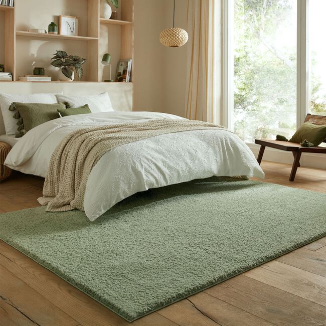 FLUFFY WASHABLE SAGE 160x230cm Rug