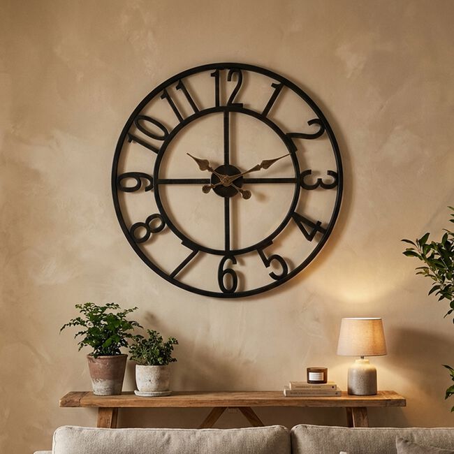 50.8cm Black Skeleton Wall Clock