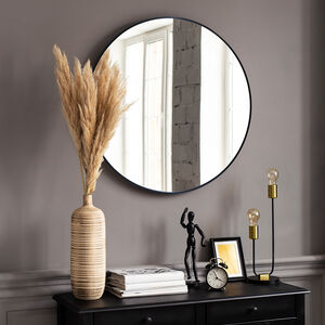 Cannes Black Round Mirror 80cm