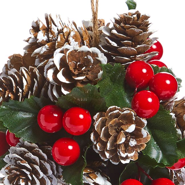 Frosted Pine Cone Berry Christmas Bauble